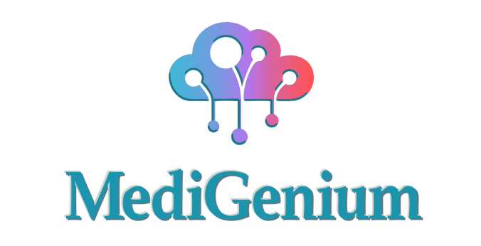 Logo  Medigenium composto in verticale centrato
